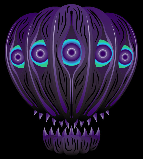 How to create a psychedelic Halloween pumpkin face in Adobe Illustrator tutorial by Andrei Verner