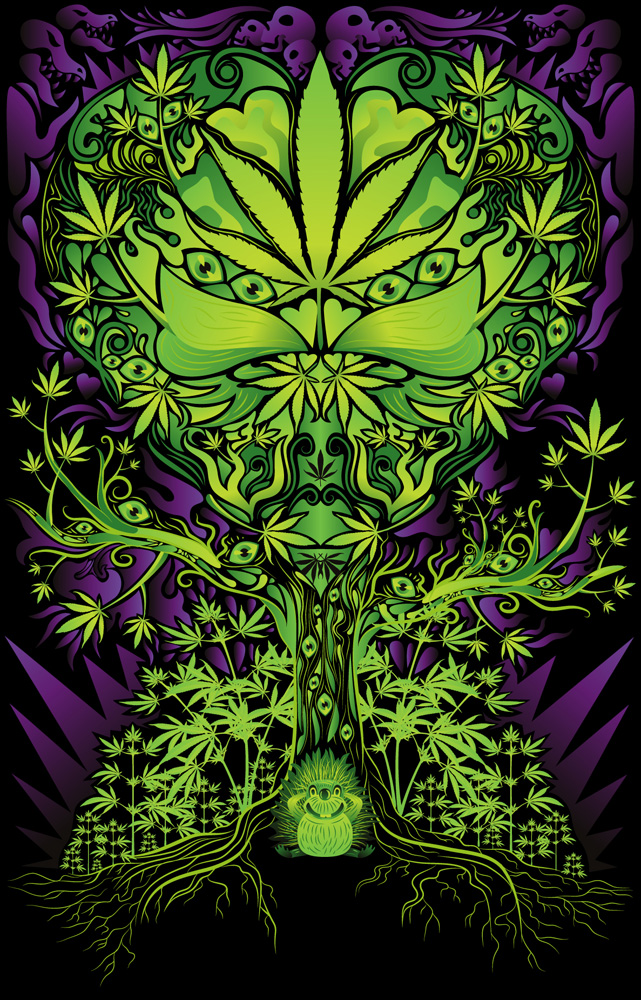 Marijuana love tree poster