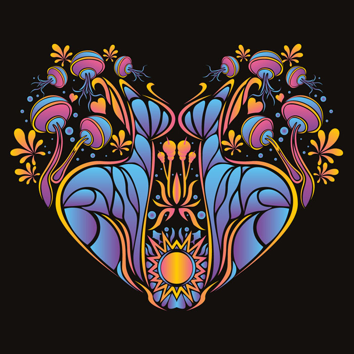 Psychedelic heart vector free stock file to download