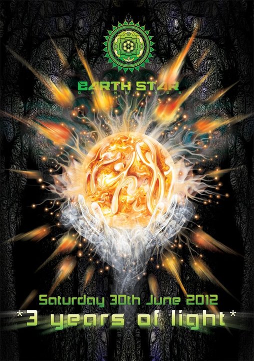 3 years of light - Earthstar psychedelic trance open air poster by Andrei Verner