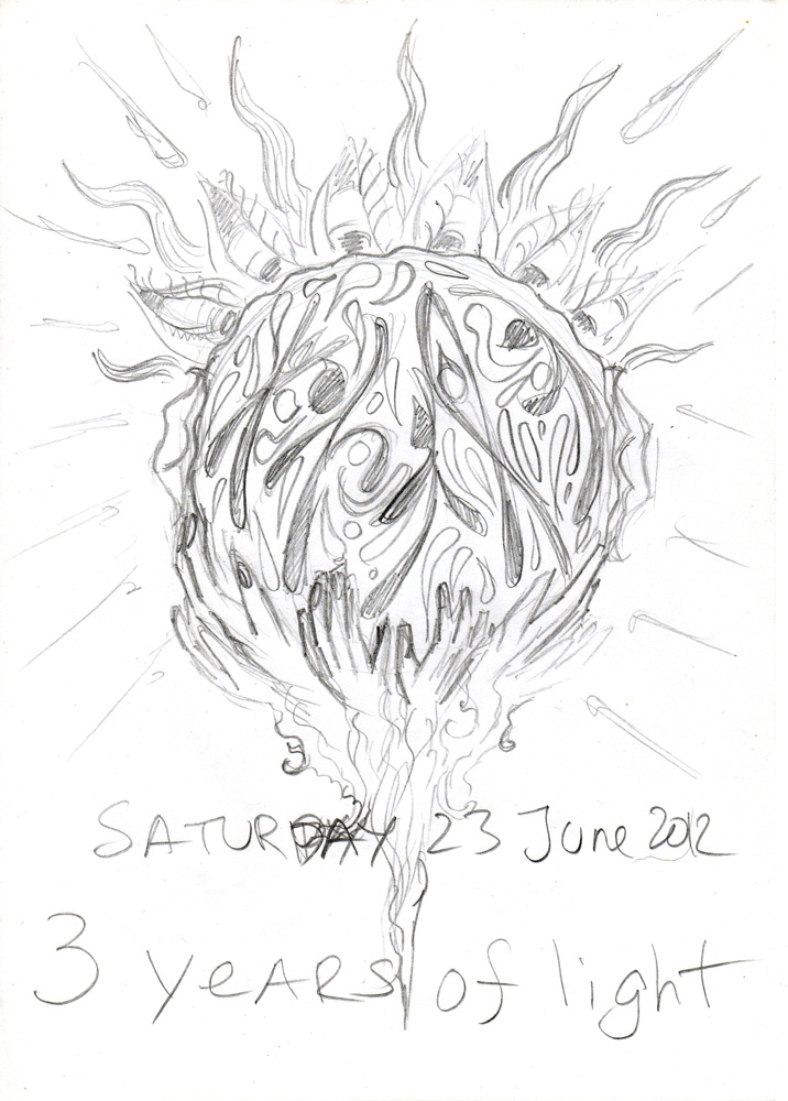 3 years of light - Earthstar psychedelic trance open air poster sketch by Andrei Verner