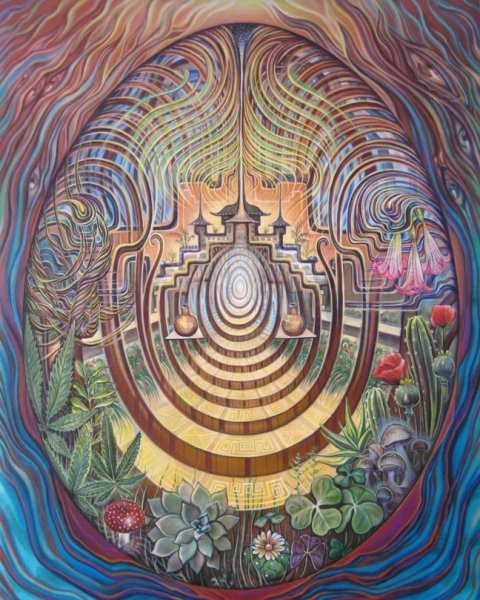 The sacred garden - psychedelic painting by Amanda Sage