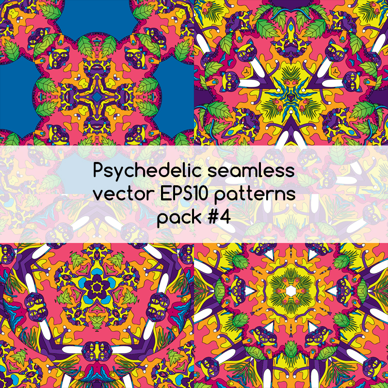 Psychedelic seamless vector EPS 10 patterns pack #3 part 1