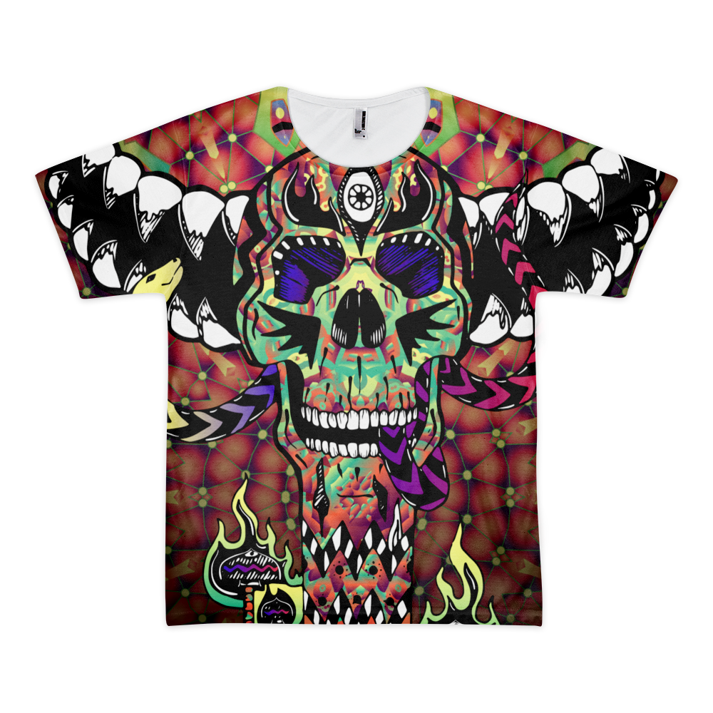 Skull Totem - Psychedelic T-shirt design by Andrei Verner - all over print T-shirt