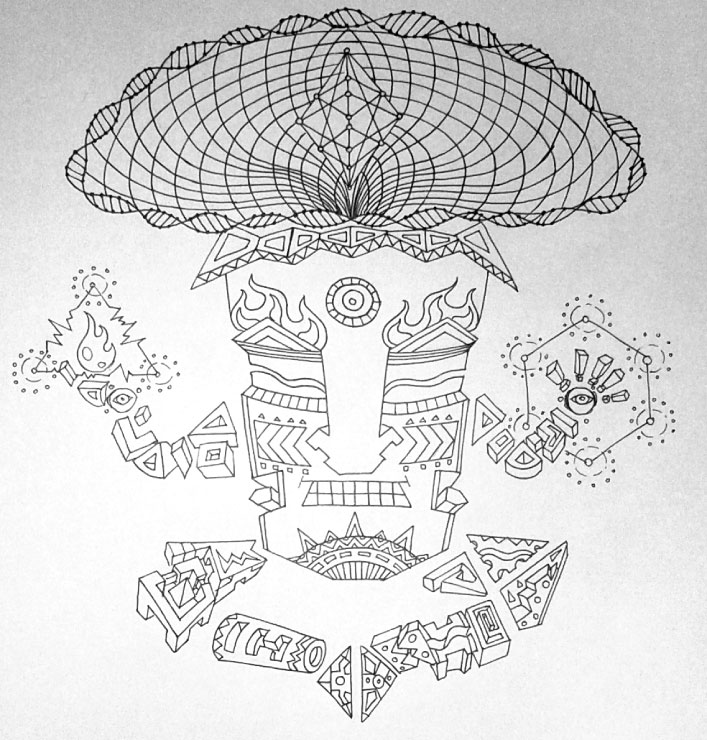 Magic Mushroom God character detailed sketch