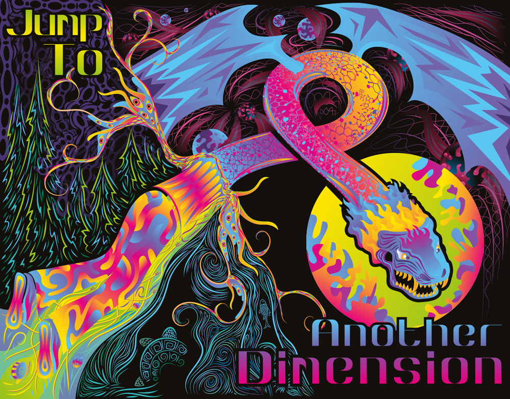 Jump to another dimension - psychedelic album cover