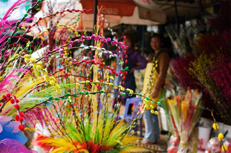 Flowers in Da Lat central market, Vietnam