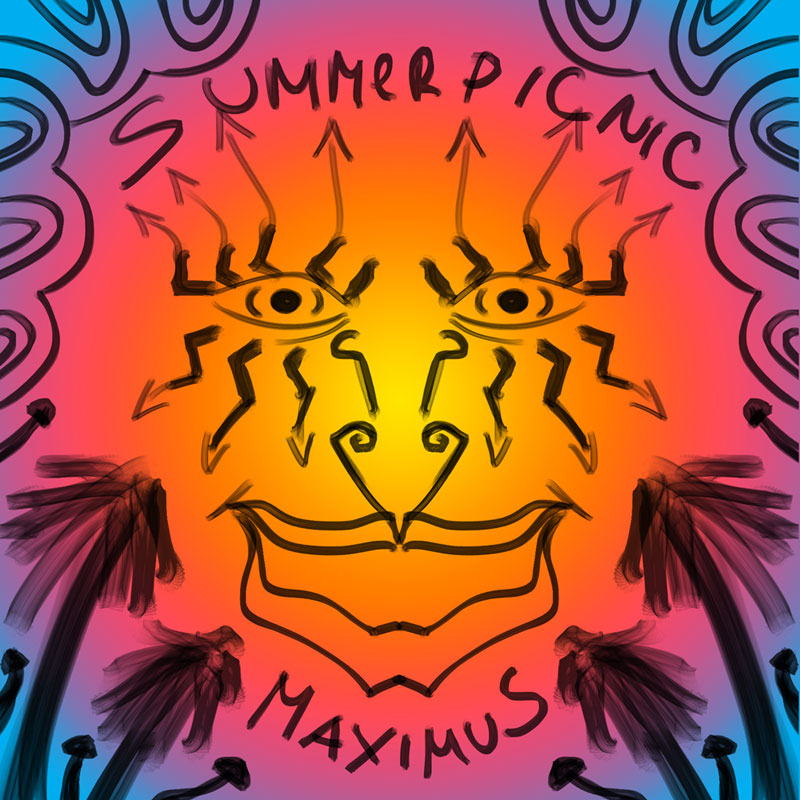 MAXIMUS - SUMMER PICNIC debut EP psychedelic album cover sketch by Andrei Verner