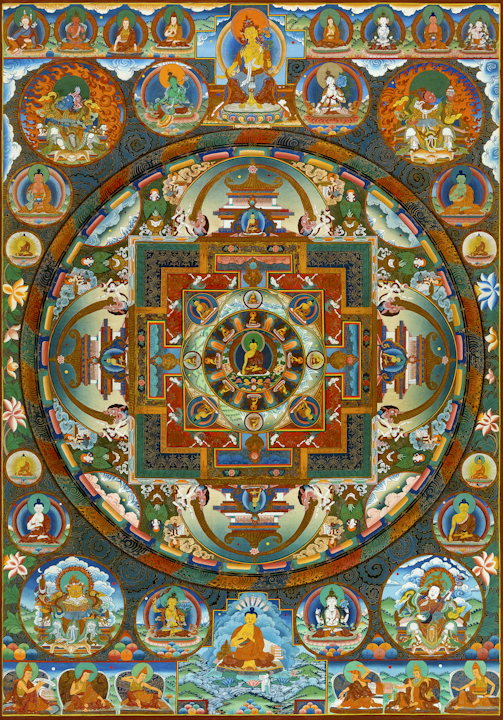 Buddha mandala - Traditional Tibetan Thangka by Romio Shrestha