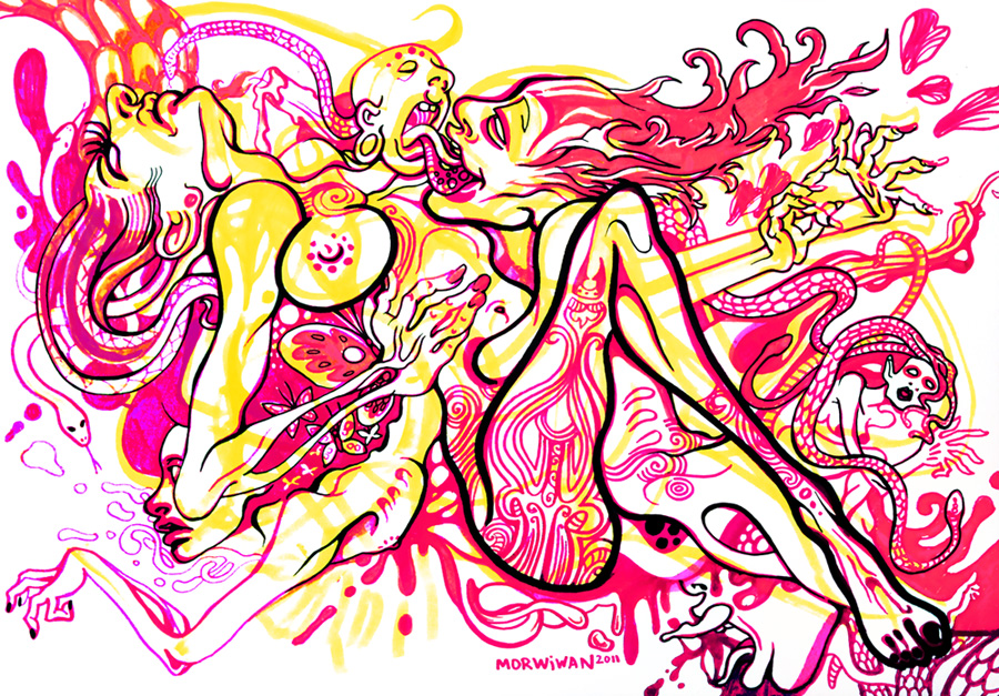 Ticky_Things traditional psychedelic drawing by Limbic Splitter