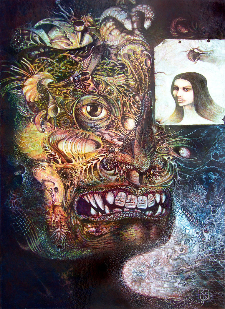 The Beast of Babylon Revisited - visionary painting by Otto Rapp