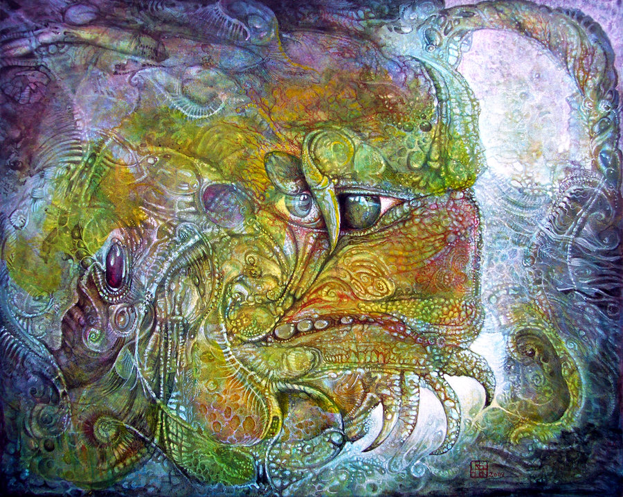 Offspring of tiamat - visionary painting by Otto Rapp