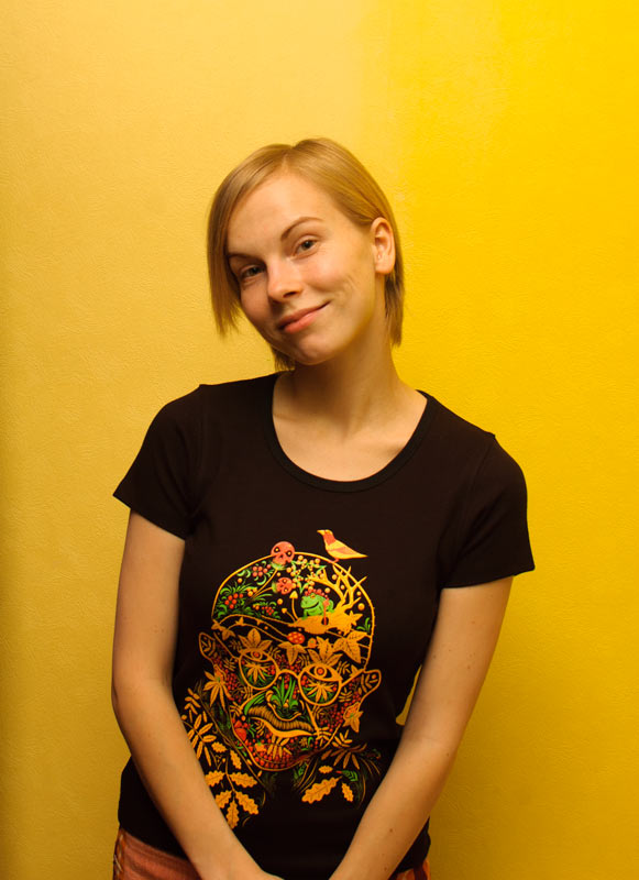 Ghandi Psychedelic Khokhloma t-shirt for women by Andrei Verner