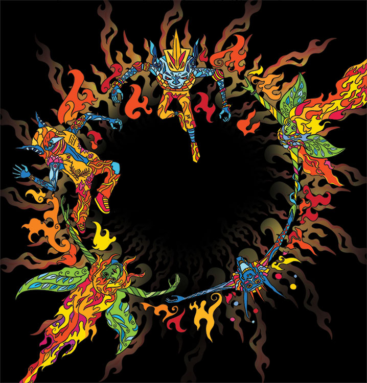 Sun Dance of Faeries and Elves psychedelic  flyer artwork by Andrei Verner