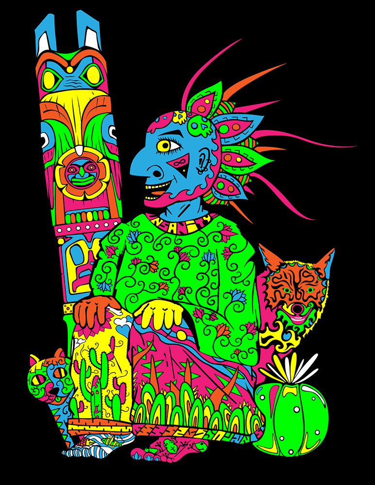 Unsane Indian - psychedelic t-shirt by Andrei Verner