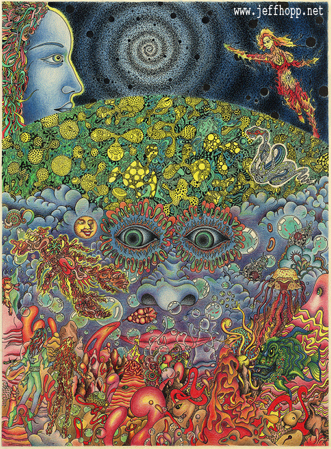 Eyes of the mind - traditional psychedelic drawing by Jeff Hopp