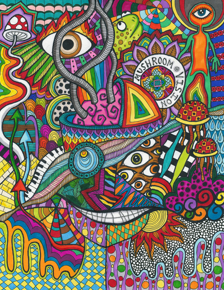 Psychedelic colourful drawings by Liquid Mushroom