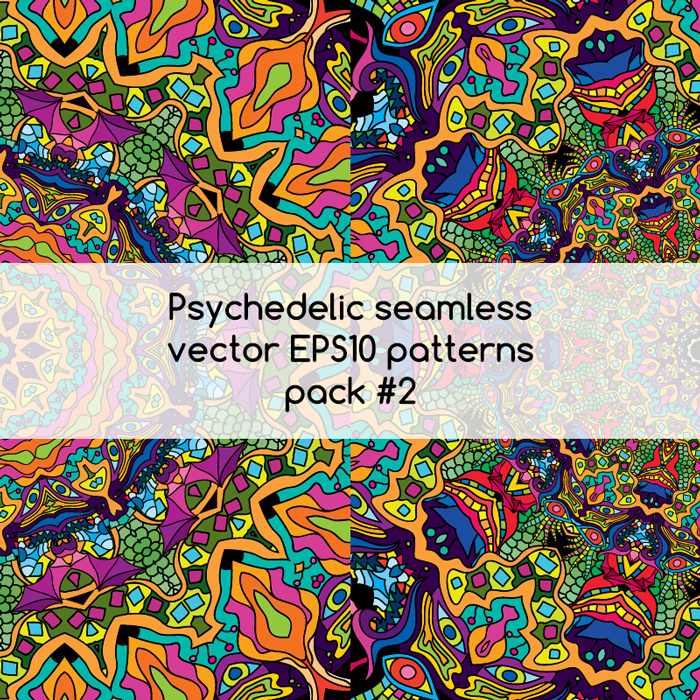 Psychedelic seamless vector EPS 10 patterns pack #1 part 3