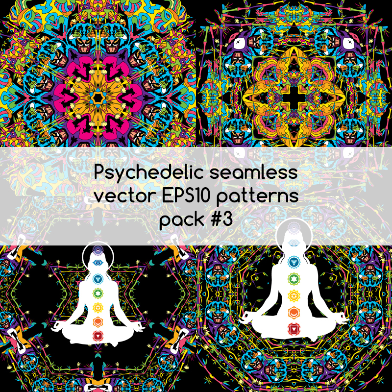 Psychedelic seamless vector EPS 10 patterns pack #3 part 2