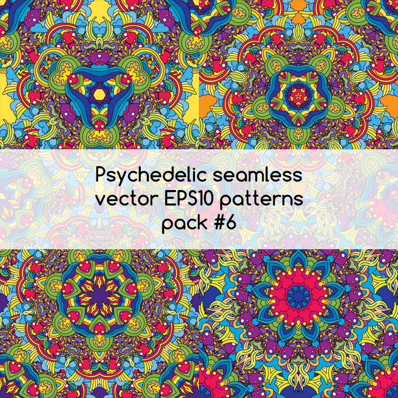 Psychedelic seamless vector EPS 10 patterns pack #5 part 2