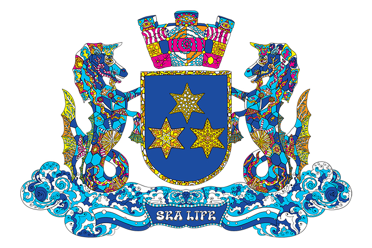 Psychedelic coat of arms of Budva, Montenegro by Andrei Verner