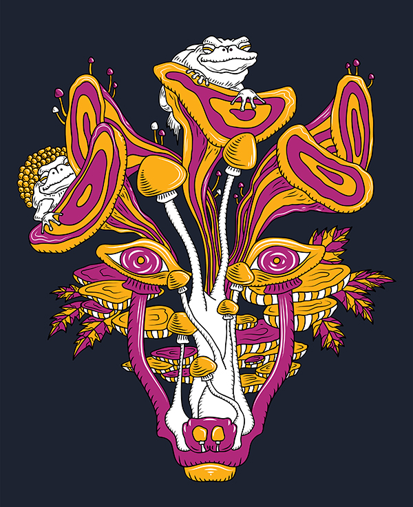 Psychedelic Mushroom Wolf by Andrei Verner