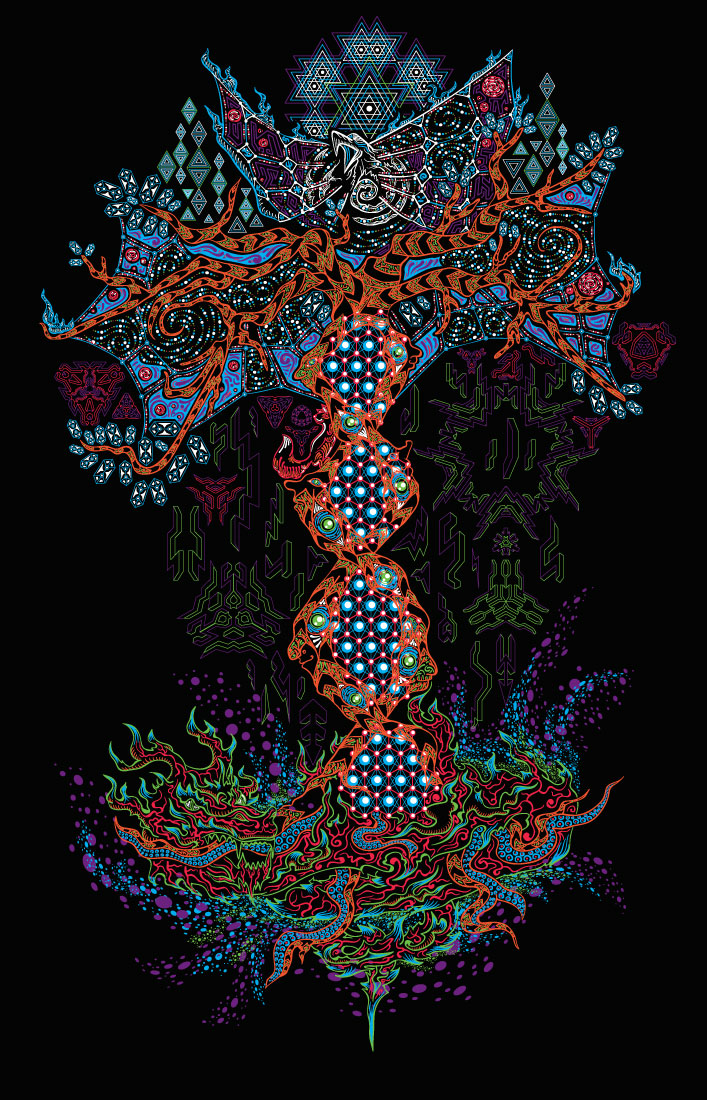 Preorder my new psychedelic fluorescent t-shirt Yggdrasil. Buy for only $30.