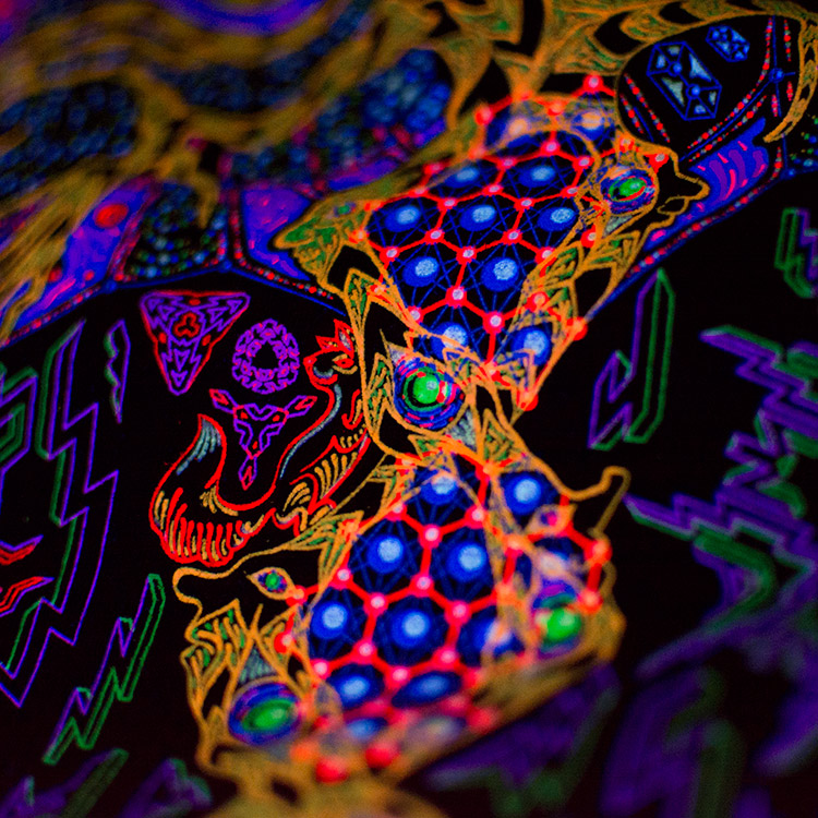 Psychedelic Yggdrasil T-shirt Design Fluorescent Photos Update by Andrei Verner