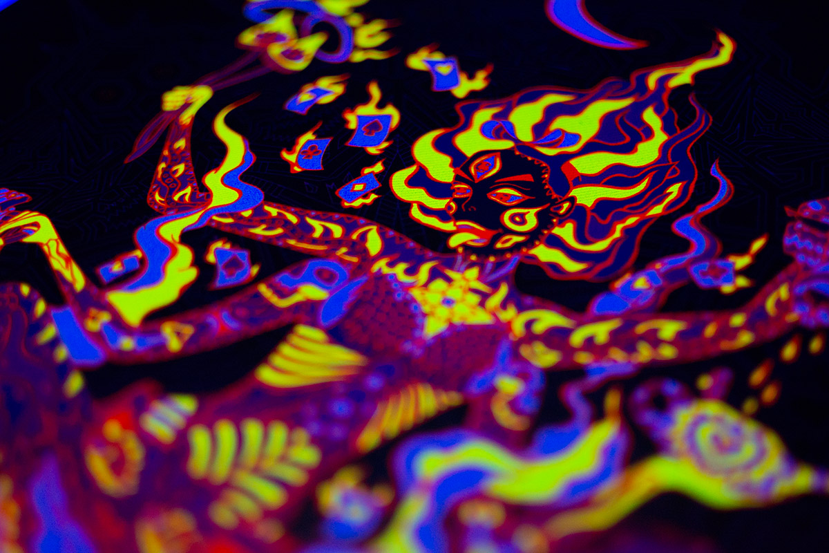 Kali in Wonderland Psychedelic Fluorescent Backdrop