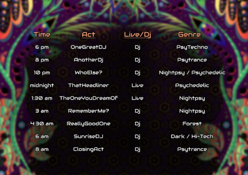 Jungle Snakes Psychedelic Trance Party Promotion - Timetable Template
