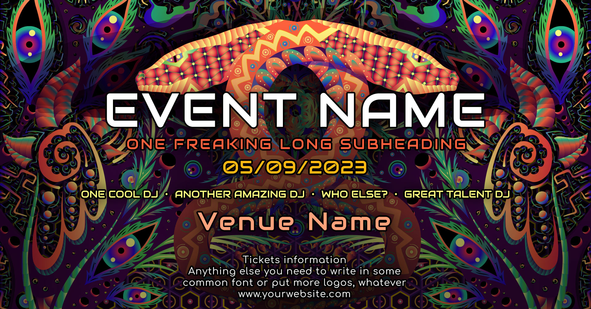 Jungle Snakes Psychedelic Trance Party Promotion - Facebook Cover Template