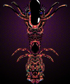 Magic Alien Totem Psychedelic Fluorescent Backdrop UV-reactive Tapestry Blacklight Poster