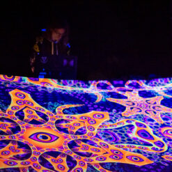 Abracadabra Psychedelic UV-Reactive Tapestry at an Open Air Party