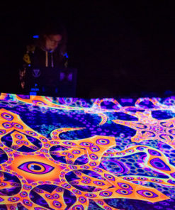 Abracadabra Psychedelic UV-Reactive Tapestry at an Open Air Party