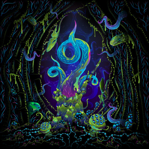 Alien Cave Psychedelic Fluorescent UV-Reactive Backdrop Tapestry