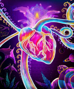 Psychedelic Evolution Psychedelic Fluorescent UV-Reactive Backdrop Tapestry Blacklight Poster