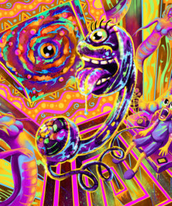 Tripping Balls Psychedelic Fluorescent UV-Reactive Backdrop Tapestry