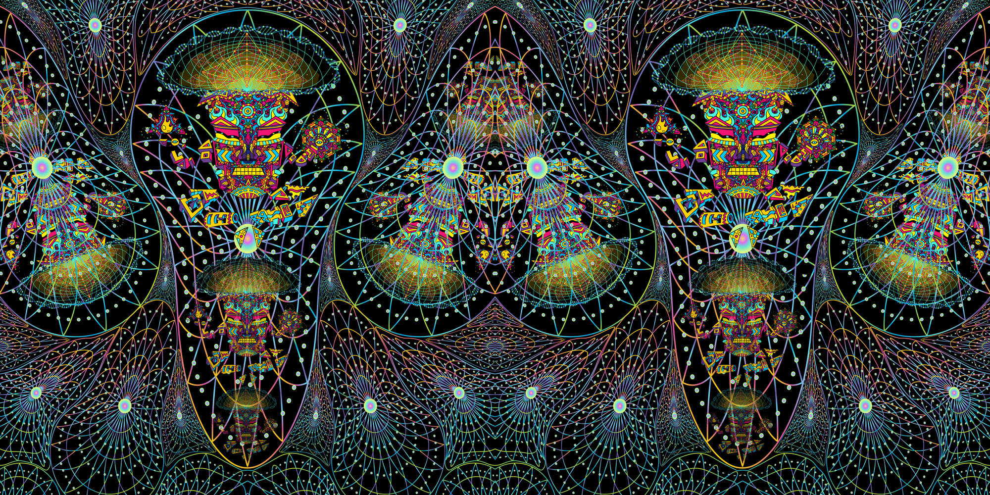 Mushroom Tapestry Psychedelic Poster Tapestry Art Blacklight UV Fluorescent