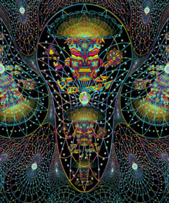 Mushroom God Space UV Backdrop XL Dark Tapestry Psychedelic Fluorescent Wall Art