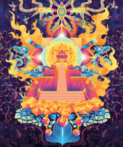 Mindcrash Psychedelic Fluorescent UV-Reactive Backdrop Tapestry Blacklight Poster