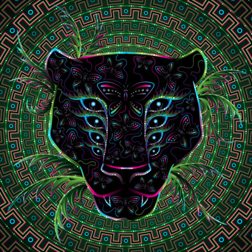 Black Leopard Psychedelic Fluorescent Tapestry UV-reactive Backdrop Blacklight Poster