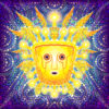 Viracocha Inca God Psychedelic Fluorescent Tapestry UV-reactive Backdrop Blacklight Poster