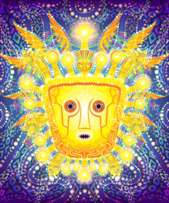 Viracocha Inca God Psychedelic Fluorescent Tapestry UV-reactive Backdrop Blacklight Poster