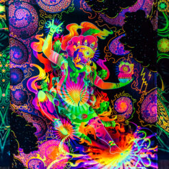 Hayagriva's Eyes Psychedelic Fluorescent UV-Reactive Backdrop Tapestry Blacklight Poster UV Light details