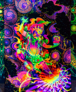 Hayagriva's Eyes Psychedelic Fluorescent UV-Reactive Backdrop Tapestry Blacklight Poster UV Light details