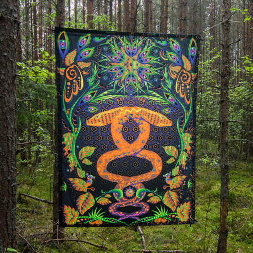 Jungle Snake Psychedelic Fluorescent UV-Reactive Backdrop Tapestry Blacklight Poster