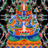 Bear Meditation Psychedelic Fluorescent Backdrop Blacklight Tapestry UV-reactive Poster