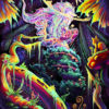 Mushroom Spirit - Psychedelic Fluorescent UV-Reactive Backdrop Tapestry Blacklight Poster