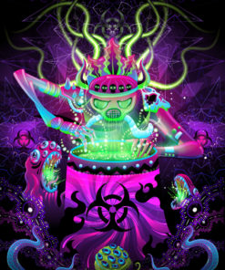 Post Apocalypse Shaman Psychedelic Fluorescent UV-Reactive Backdrop Tapestry Blacklight Poster