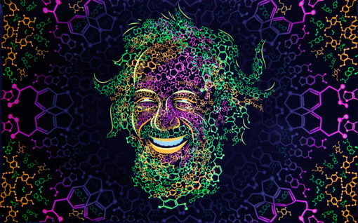 Alexander Shulgin Portrait Psychedelic Fluorescent Backdrop Tapestry Blacklight Poster